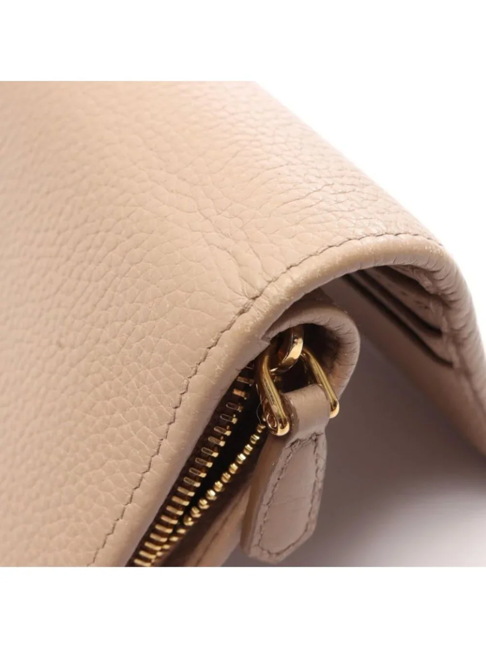 Prada Bifold Wallet Beige Leather L